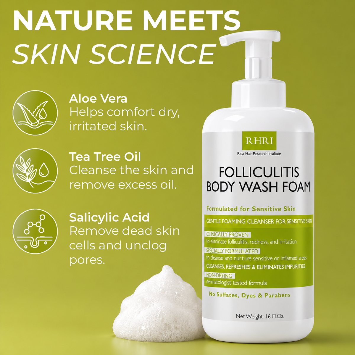 Folliculitis body wash foam